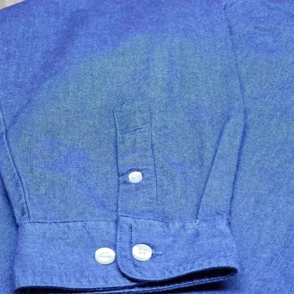 CLASSIC BLUES Oxford Dark Blue long-sleeved cotton button-down shirt EUC XL - Picture 4 of 9